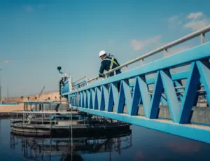 Veolia employee in a wastewater management site in Jordan