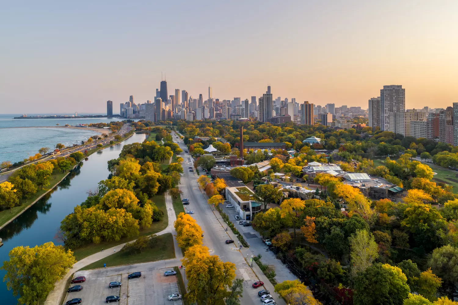 Landscape city and river