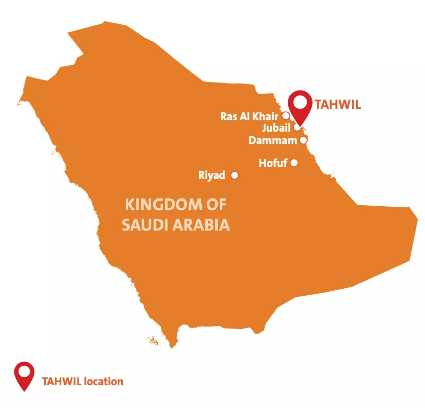 Map KSA and location of Tahwil