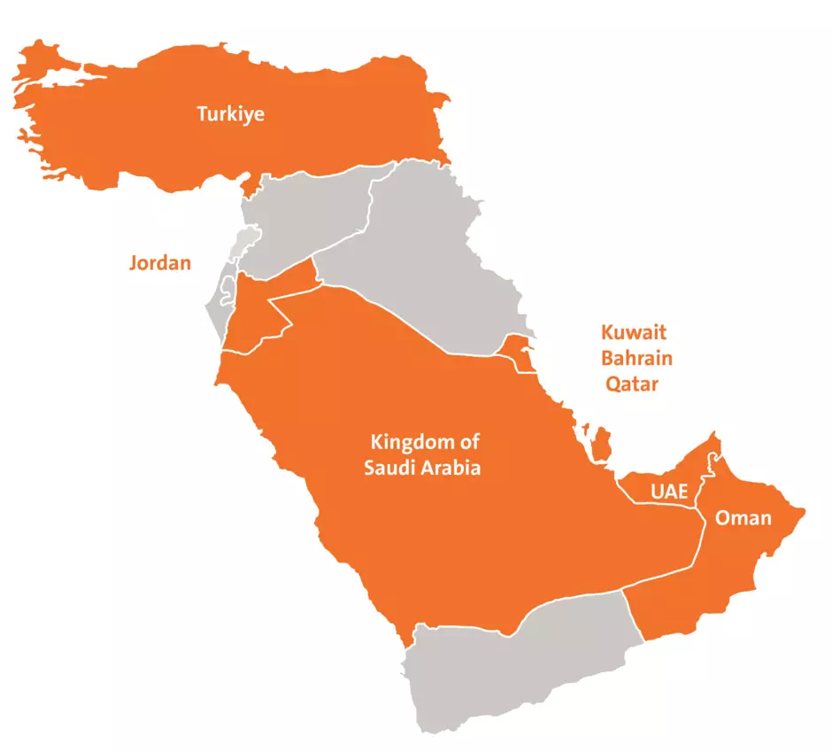 Map of our footprint in the Near and Middle East 