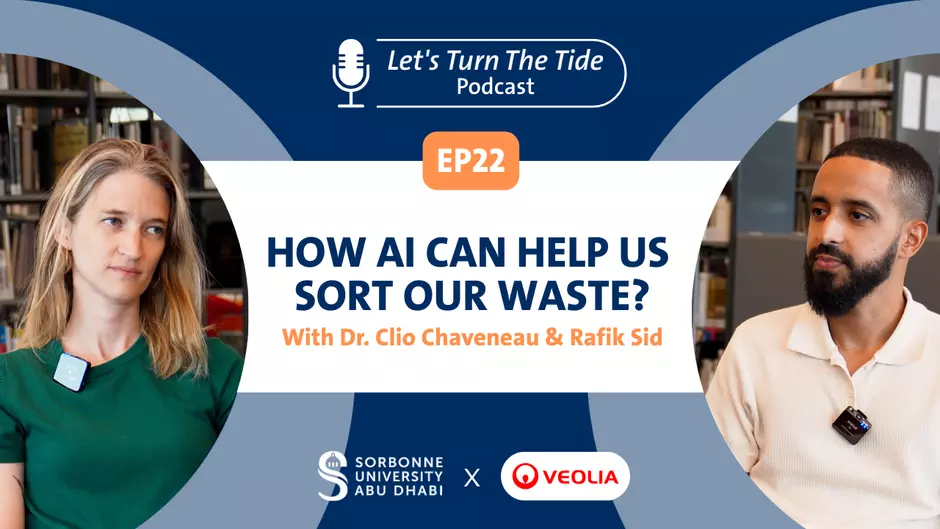 Youtube Thumbnail Ep.22 - How can AI help us sort our waste? With Dr. Clio Chaveneau & Rafik Sid