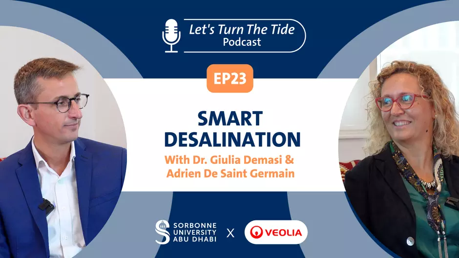Youtube Thumbnail: Ep.23 - AI & the Future of Desalination with Dr. Giulia Demasi & Adrien De Saint Germain